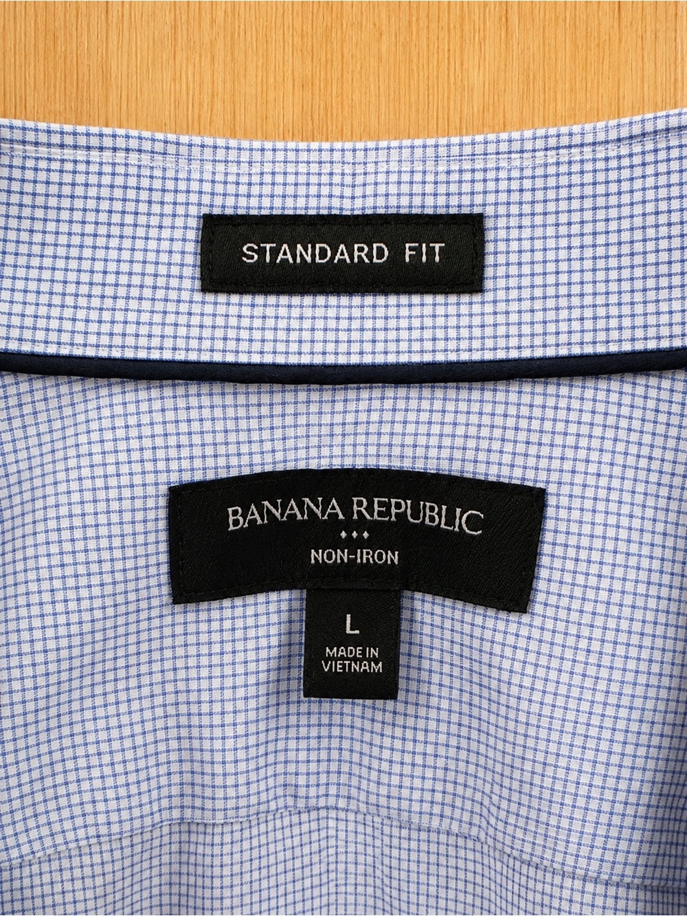 Banana Republic Non-Iron Standard Fit Dress Shirt Large Blue Check - Picture 3 of 3